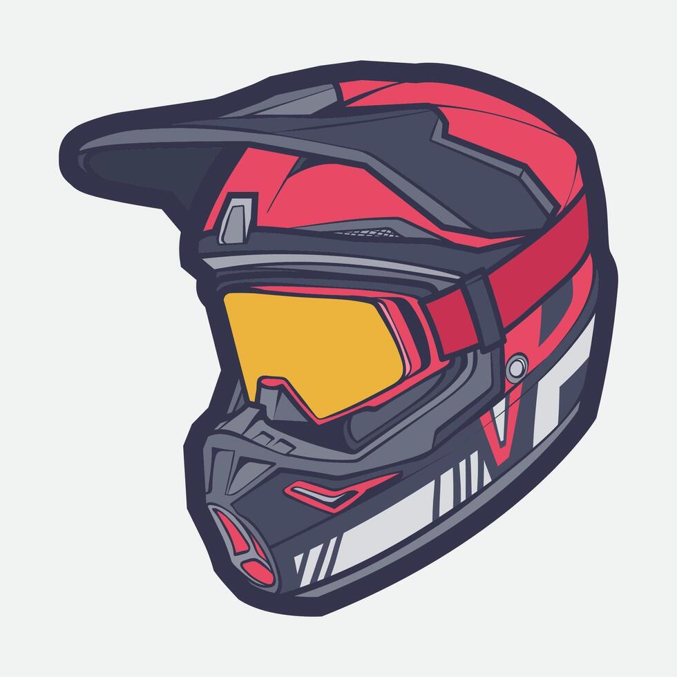 Helmet Motorcycle Cartoon Vector Icon, Cartoon Vector Icon Concept Flat Design. Draw Cartoon Vector Icon Illustration Helmet Motorsycle In Flat Style. Icon Cartoon Vector Helmet Motorsycle Side View