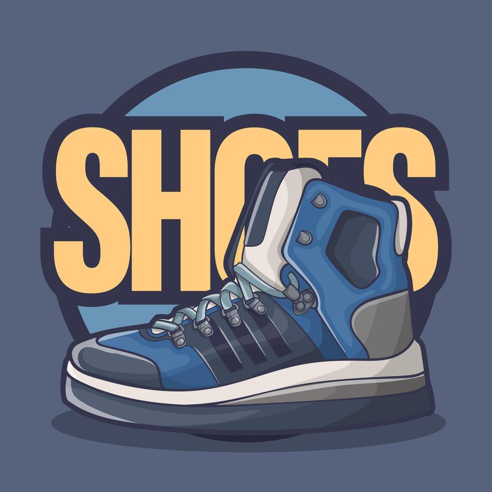 Sneakers shoes vector art with flat illustration style