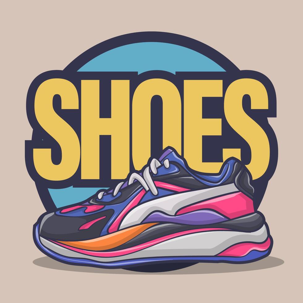 Sneakers shoes vector art with flat illustration style