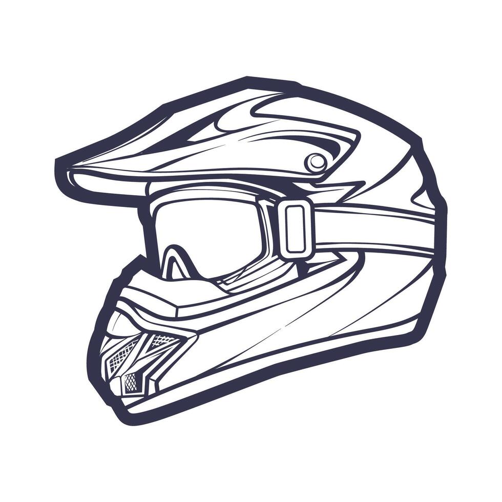 línea Arte motocicleta casco aislado en blanco antecedentes vector ilustración