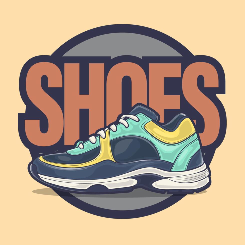 Sneakers shoes vector art with flat illustration style