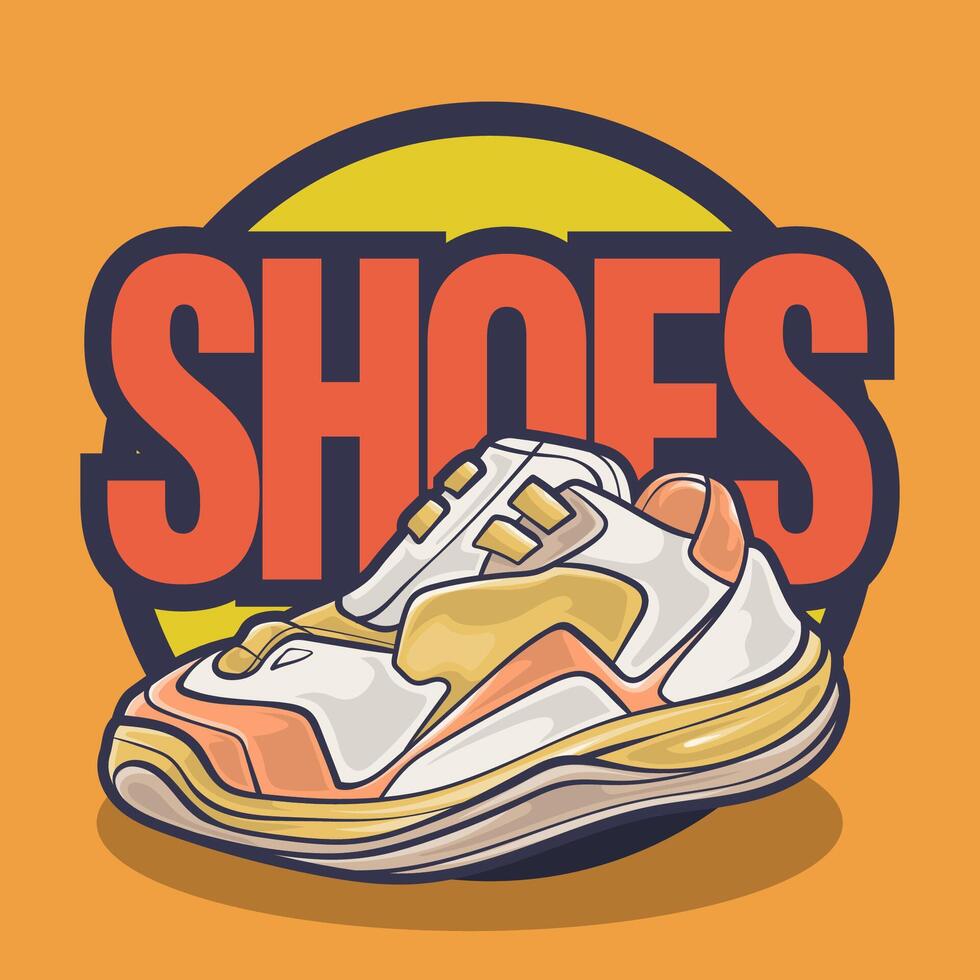 Sneakers shoes vector art with flat illustration style