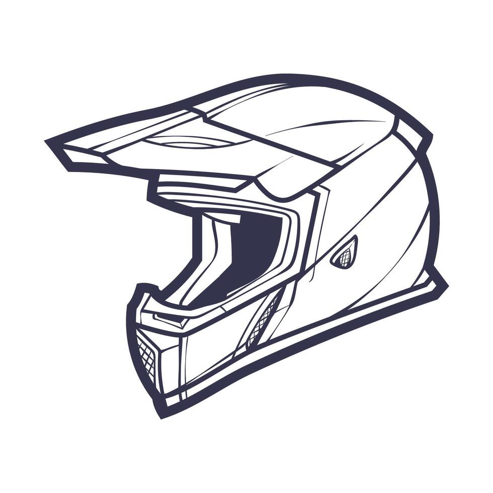 Line Art Motorcycle helmet isolated on White background vector illustration