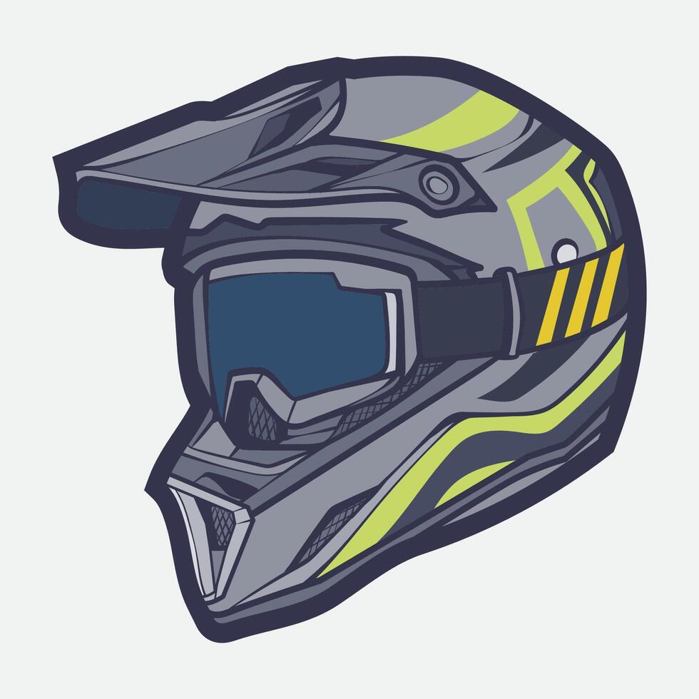 Helmet Motorcycle Cartoon Vector Icon, Cartoon Vector Icon Concept Flat Design. Draw Cartoon Vector Icon Illustration Helmet Motorsycle In Flat Style. Icon Cartoon Vector Helmet Motorsycle Side View