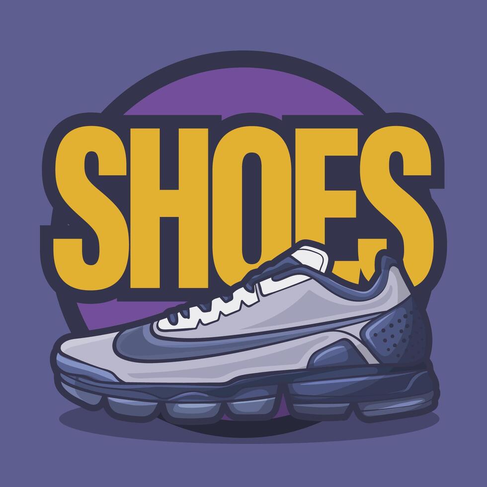 Sneakers shoes vector art with flat illustration style