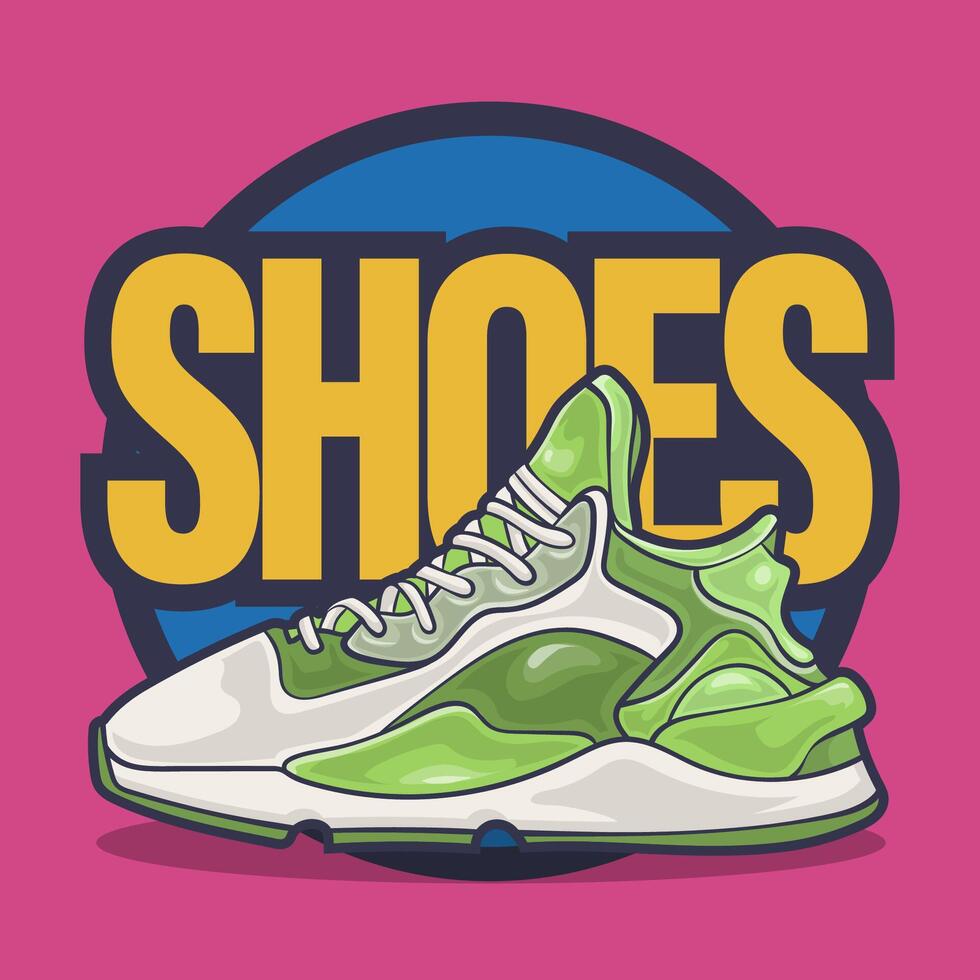 Sneakers shoes vector art with flat illustration style