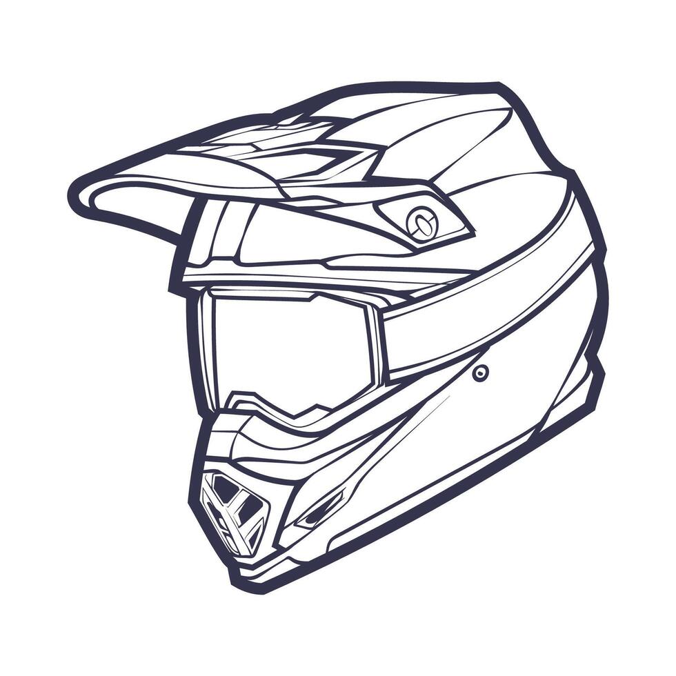 Line Art Motorcycle helmet isolated on White background vector illustration