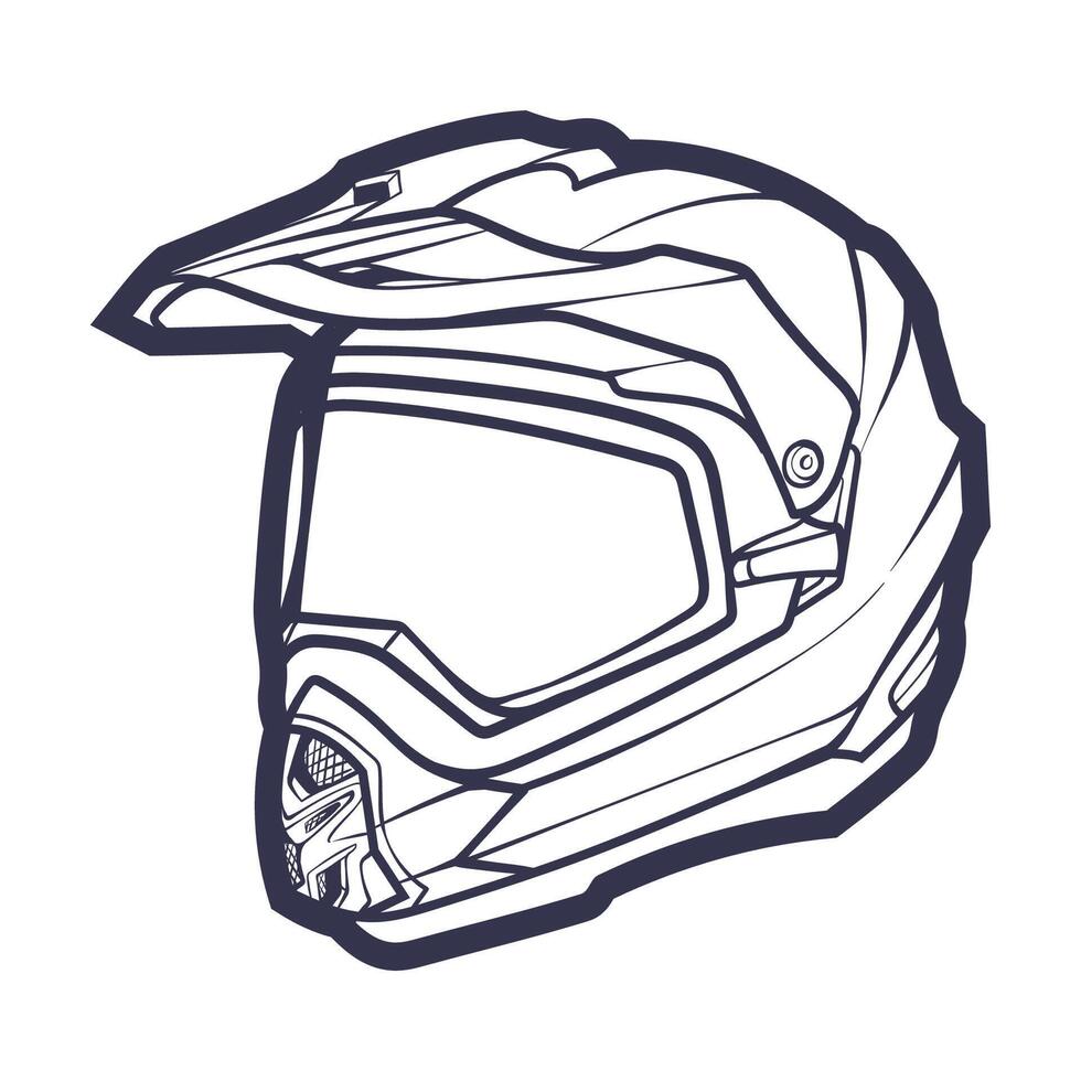 Line Art Motorcycle helmet isolated on White background vector illustration