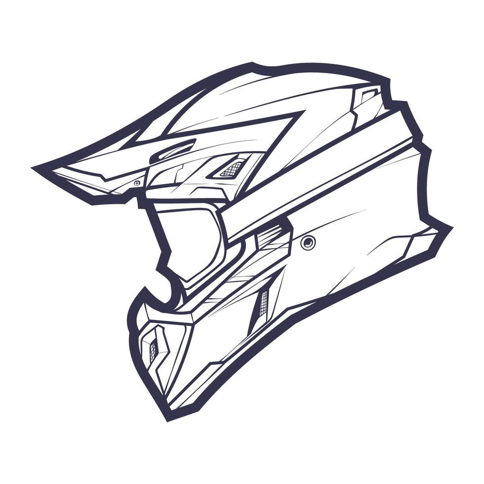 Line Art Motorcycle helmet isolated on White background vector illustration