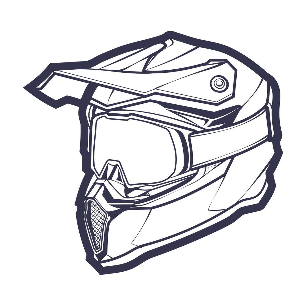 Line Art Motorcycle helmet isolated on White background vector illustration