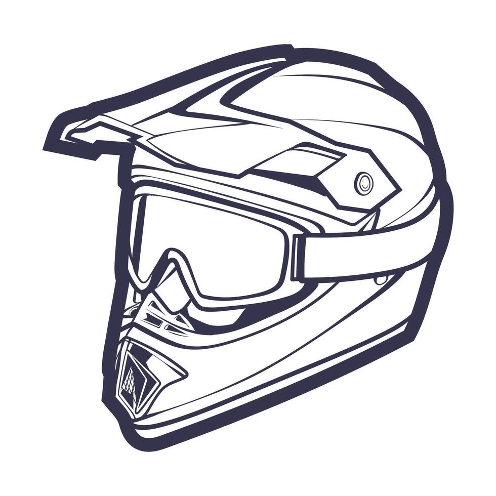 Line Art Motorcycle helmet isolated on White background vector illustration