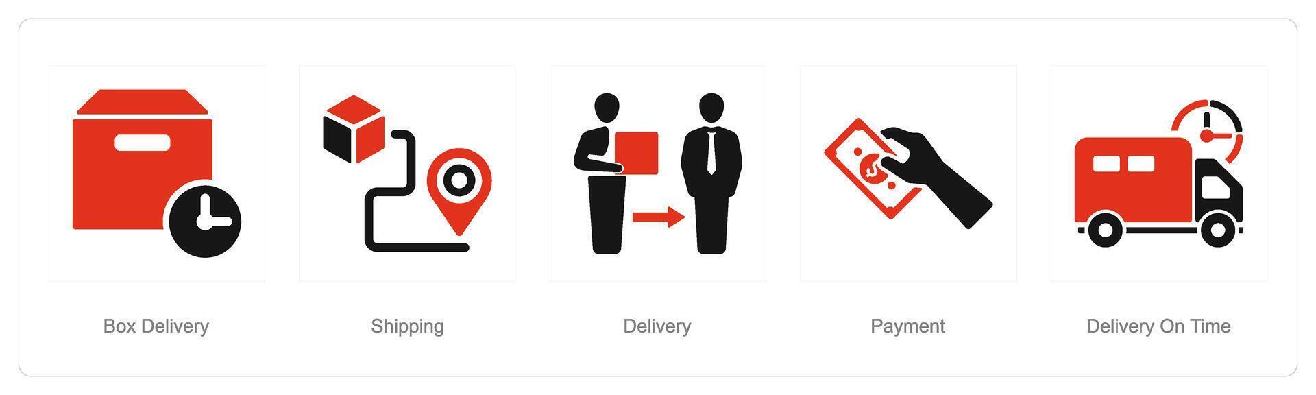 A set of 5 delivery icons as box delivery, shipping, delivery vector