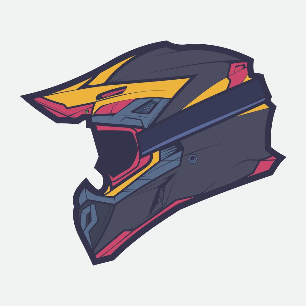 Helmet Motorcycle Cartoon Vector Icon, Cartoon Vector Icon Concept Flat Design. Draw Cartoon Vector Icon Illustration Helmet Motorsycle In Flat Style. Icon Cartoon Vector Helmet Motorsycle Side View