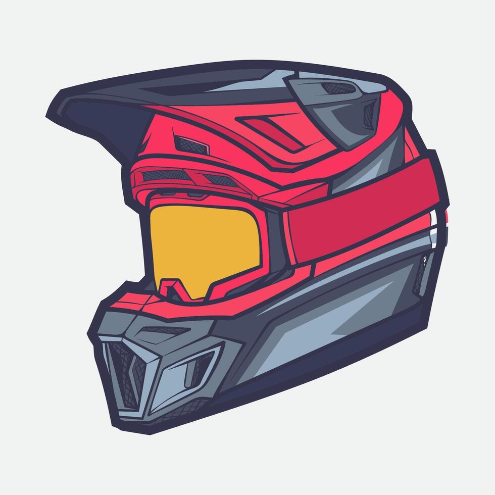 Helmet Motorcycle Cartoon Vector Icon, Cartoon Vector Icon Concept Flat Design. Draw Cartoon Vector Icon Illustration Helmet Motorsycle In Flat Style. Icon Cartoon Vector Helmet Motorsycle Side View