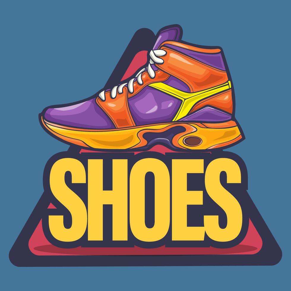 Sneakers shoes vector art with flat illustration style