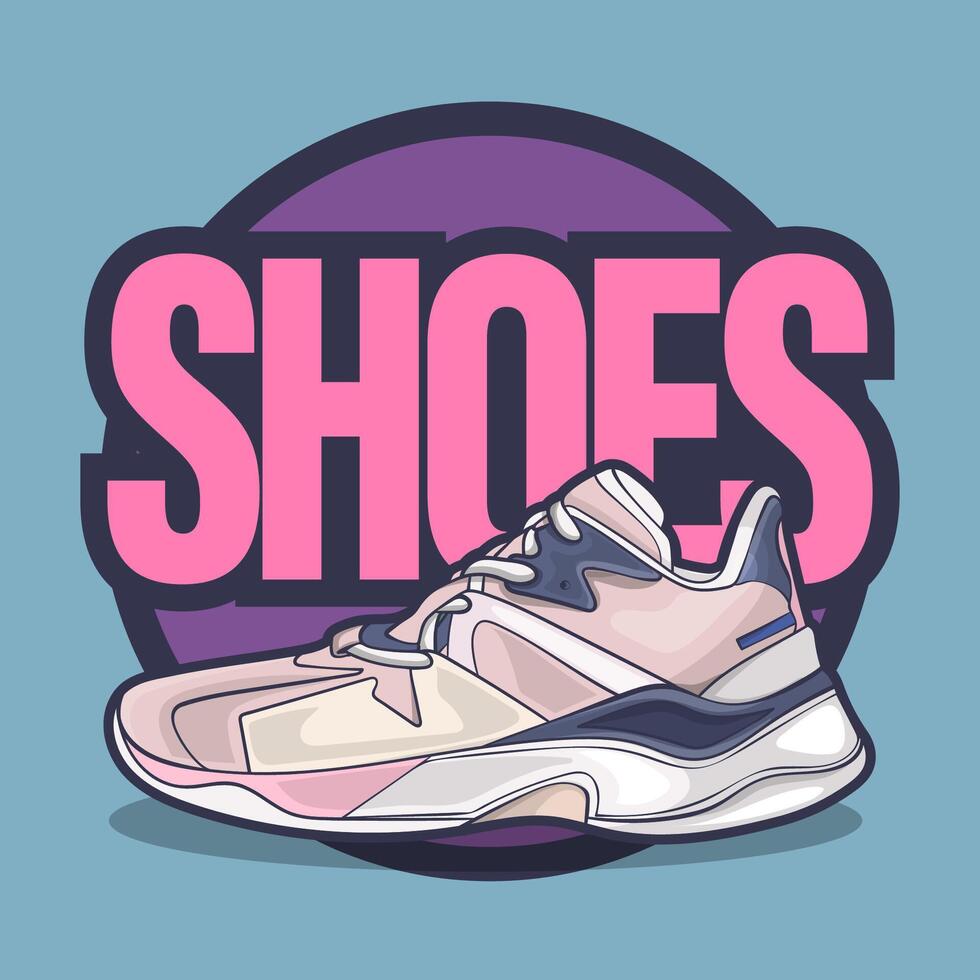 Sneakers shoes vector art with flat illustration style