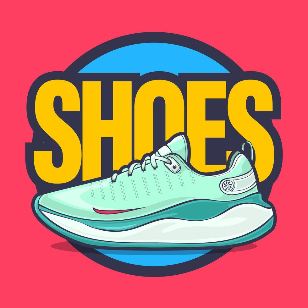 Sneakers shoes vector art with flat illustration style