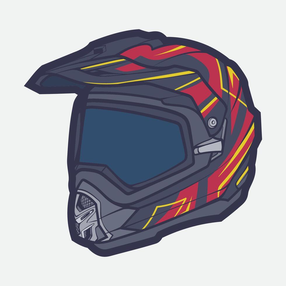 Helmet Motorcycle Cartoon Vector Icon, Cartoon Vector Icon Concept Flat Design. Draw Cartoon Vector Icon Illustration Helmet Motorsycle In Flat Style. Icon Cartoon Vector Helmet Motorsycle Side View