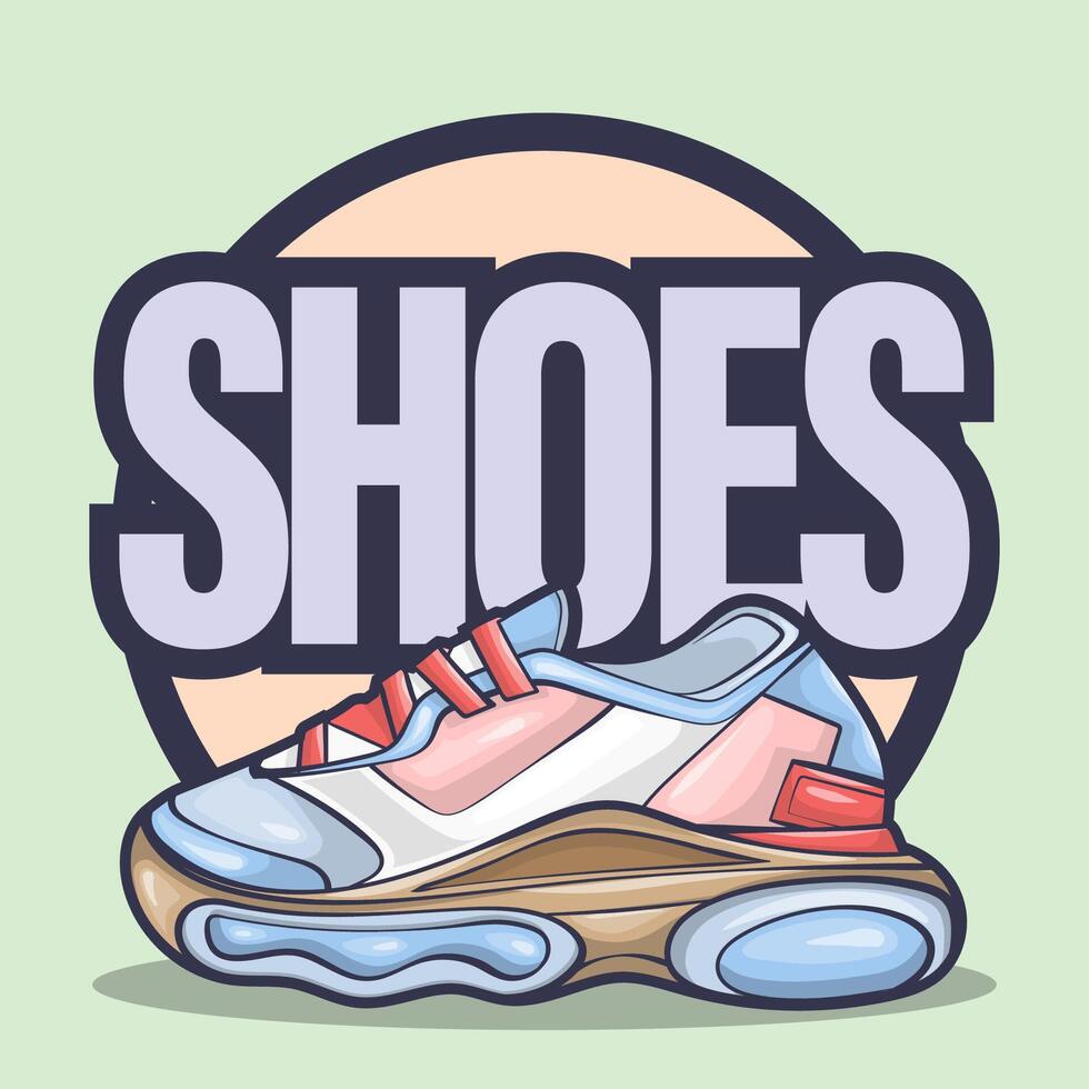 Sneakers shoes vector art with flat illustration style