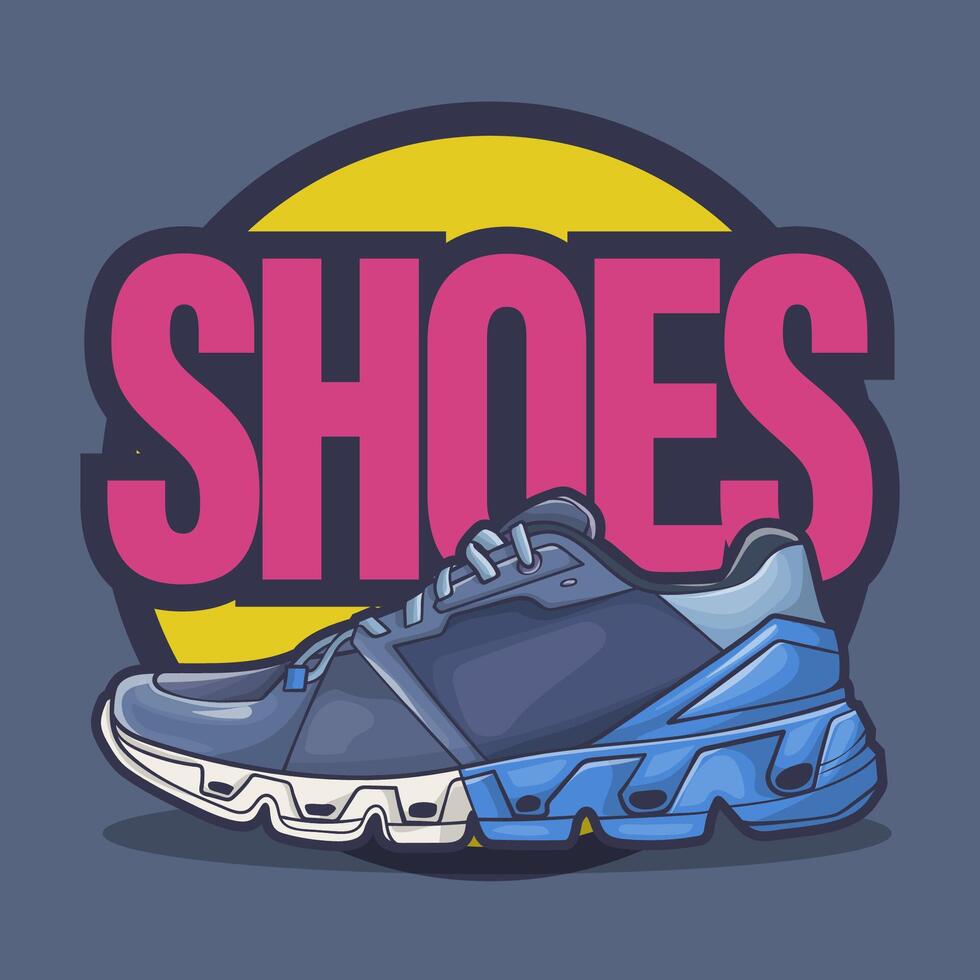 Sneakers shoes vector art with flat illustration style