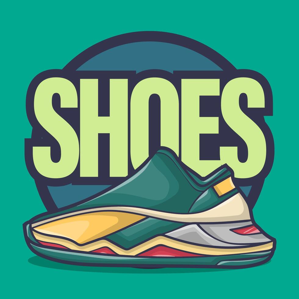 Sneakers shoes vector art with flat illustration style