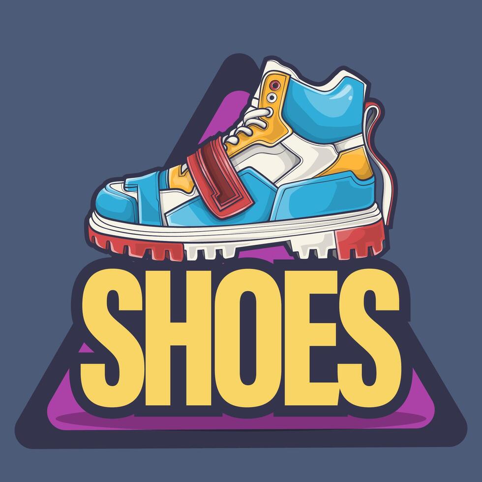 Sneakers shoes vector art with flat illustration style