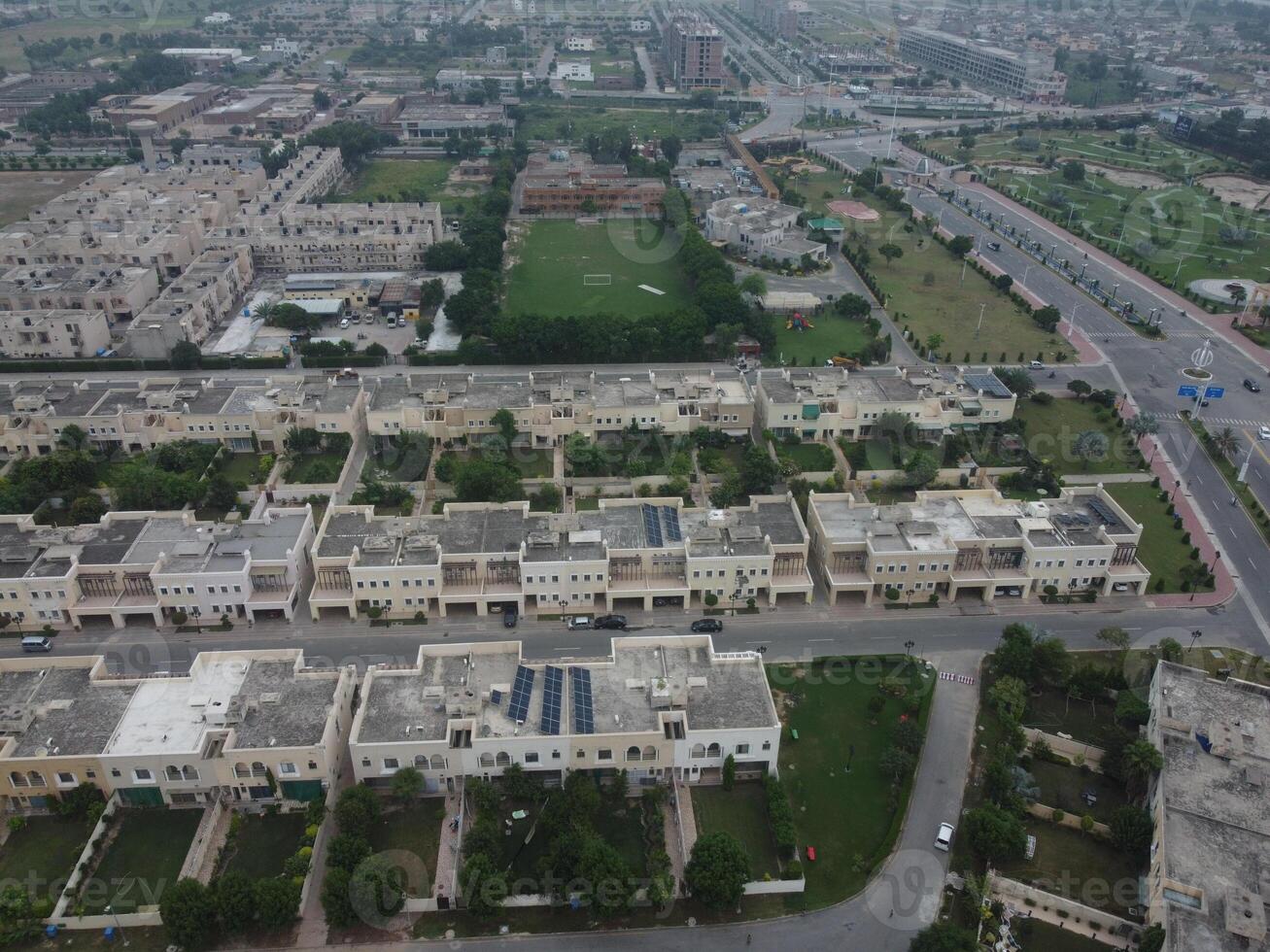 Street of residential houses photo