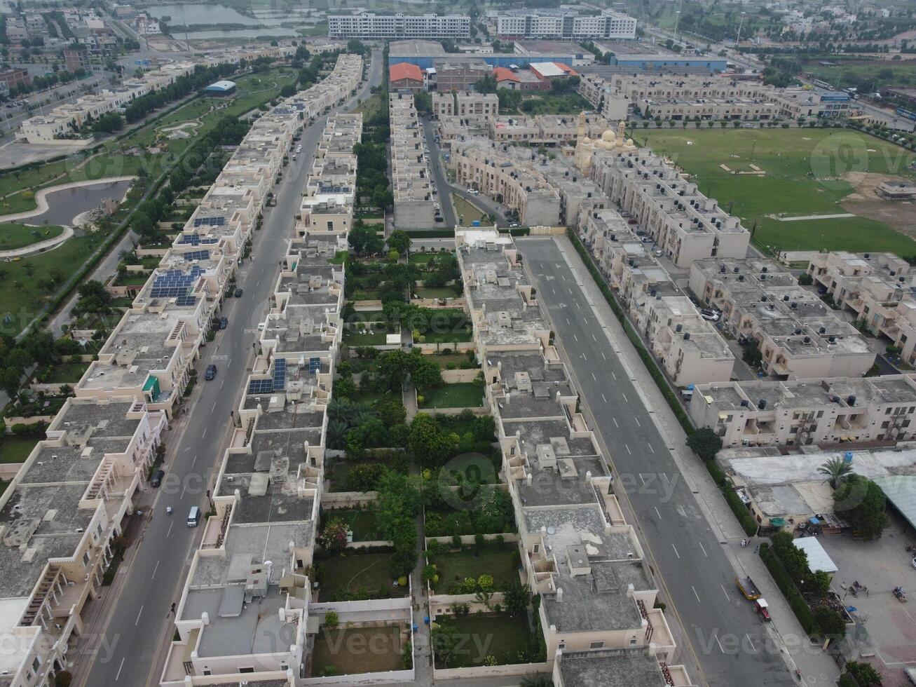 Street of residential houses photo