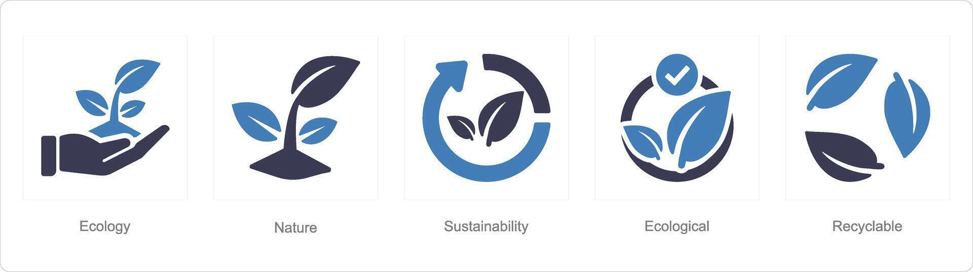 A set of 5 ecology icons as ecology, nature, sustainability vector