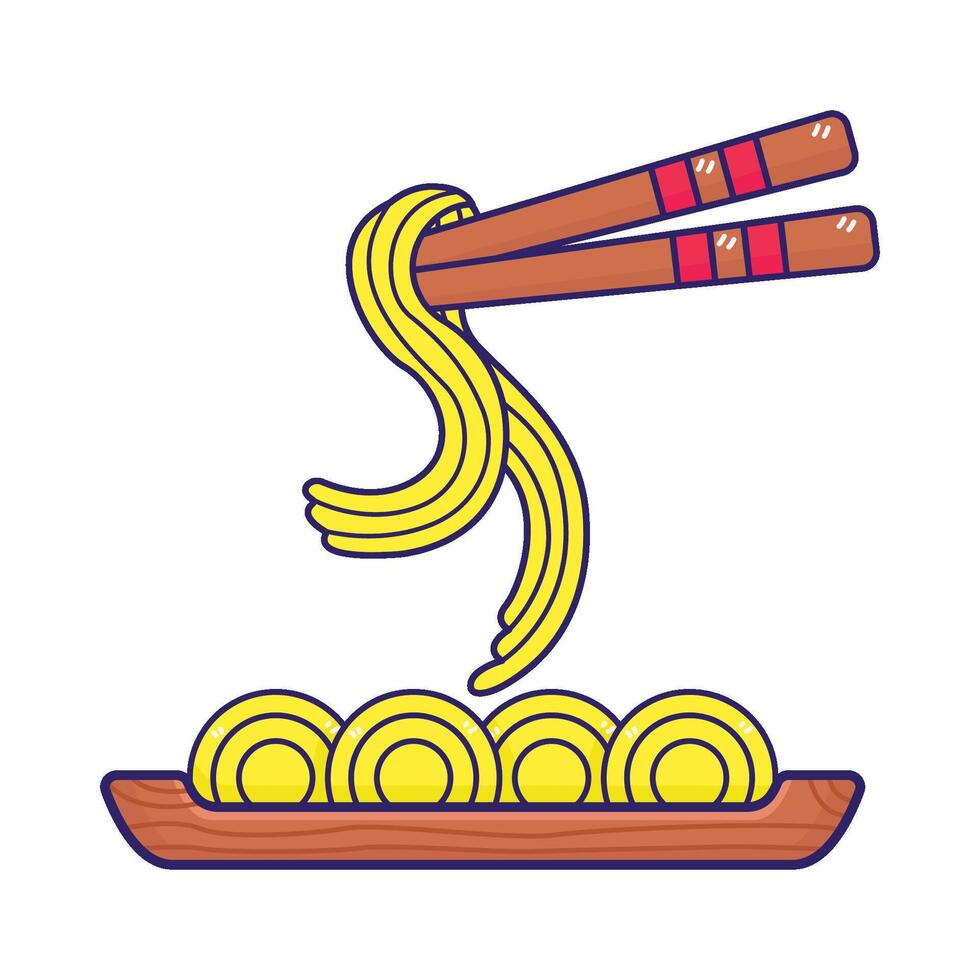 ilustración de fideos vector