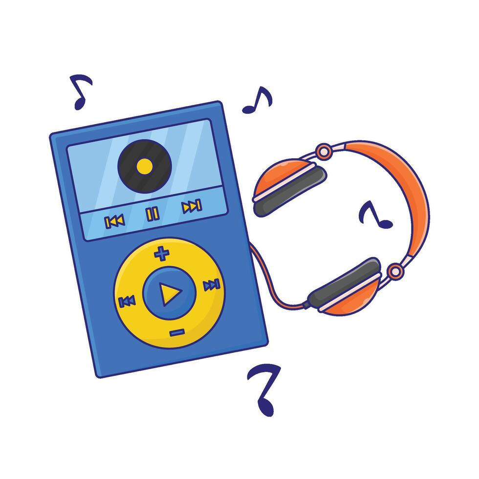 Illustration of mp3 player with headphone vector