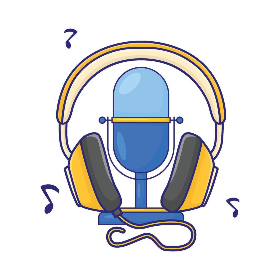 Illustration of headphone with microphone vector