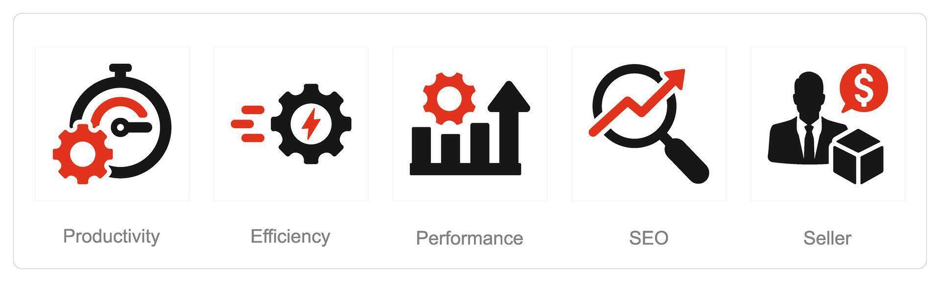 A set of 5 Increase Sale icons as productivity, efficiency, performance vector