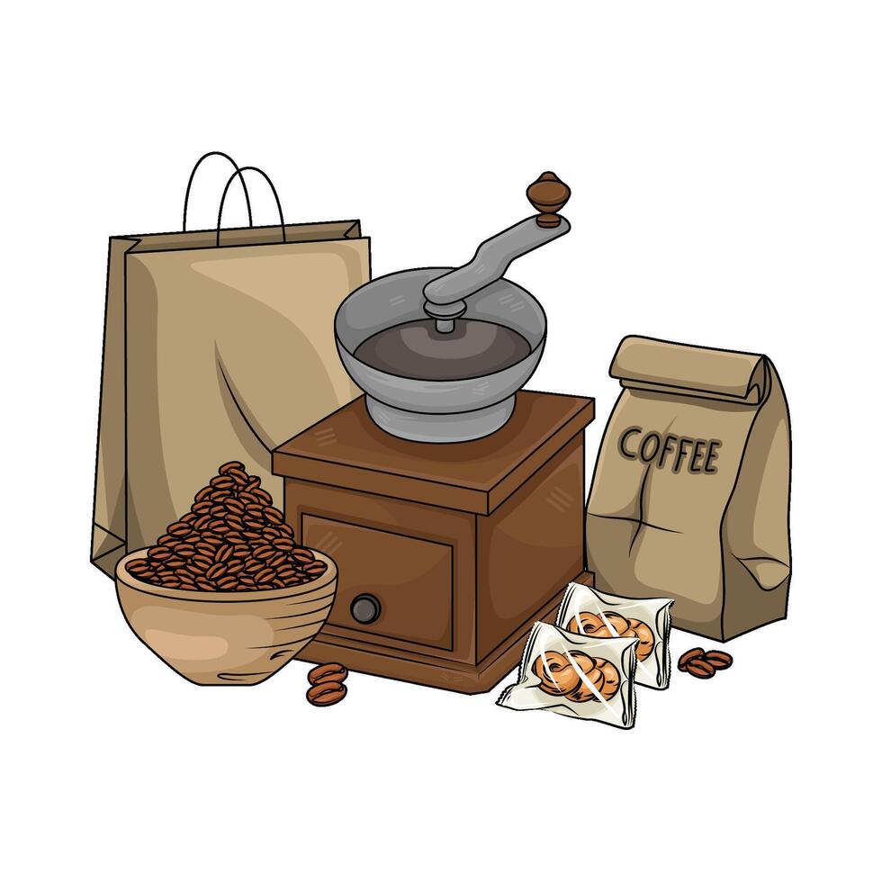 ilustración de café amoladora vector