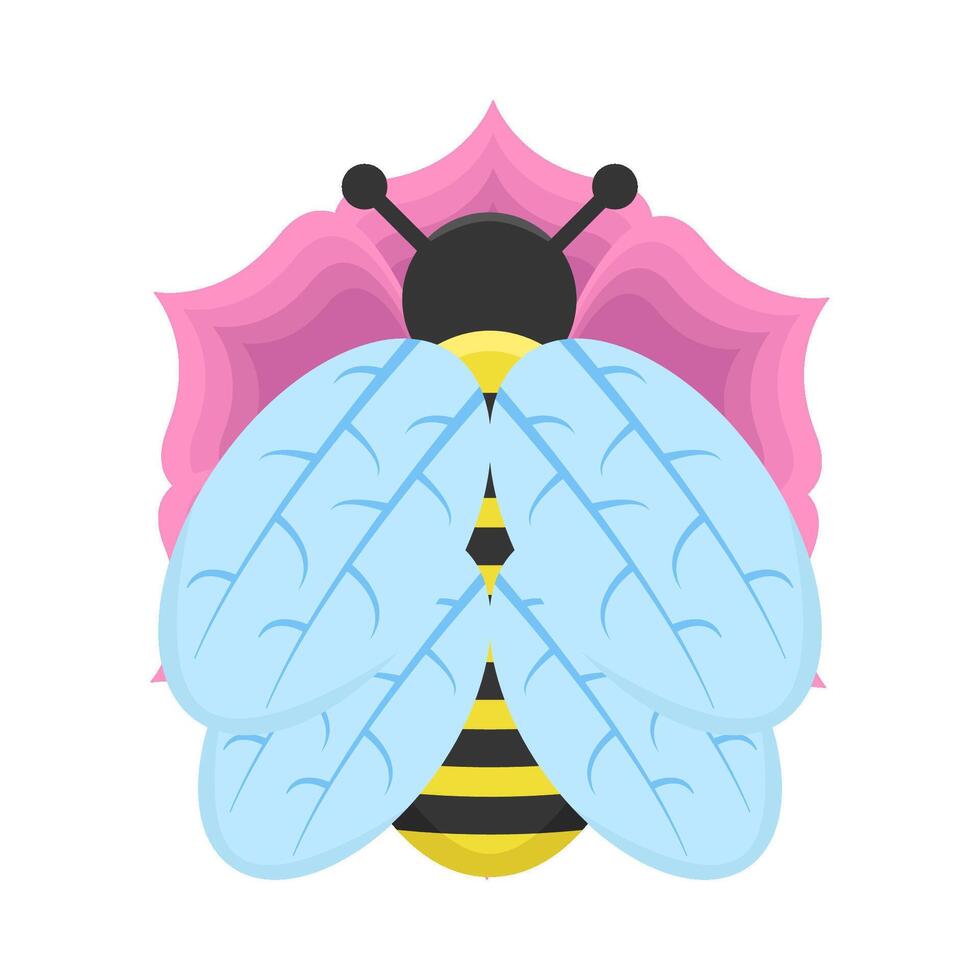 Illustration of cute bee and flower vector