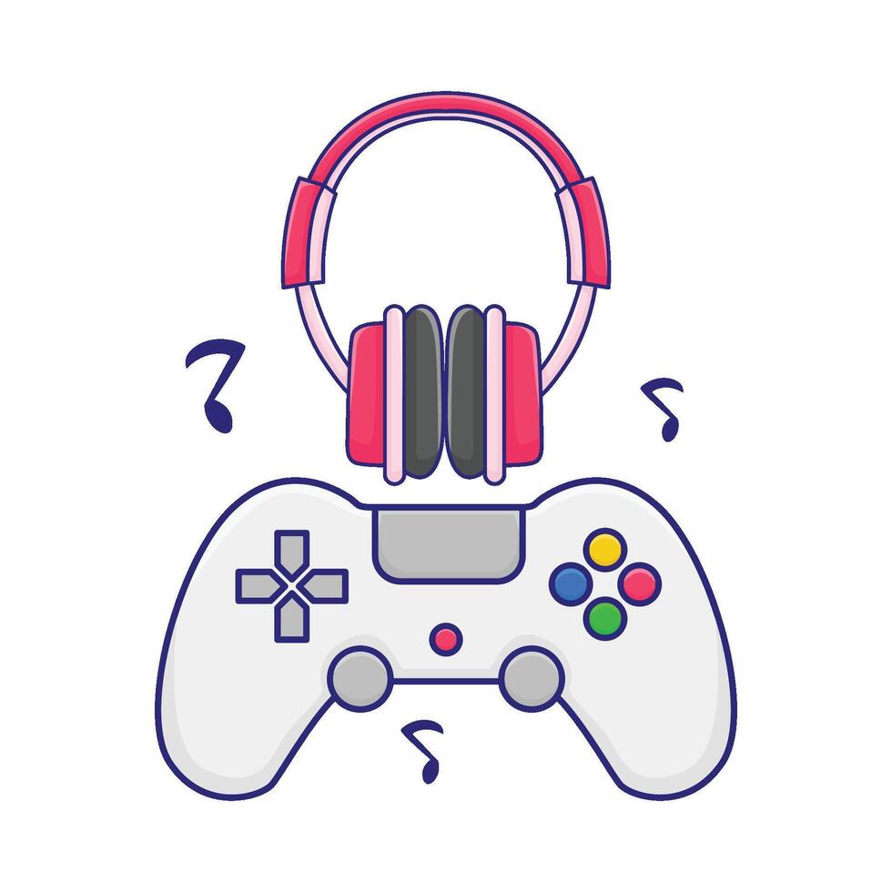Illustration of headphone with game console vector