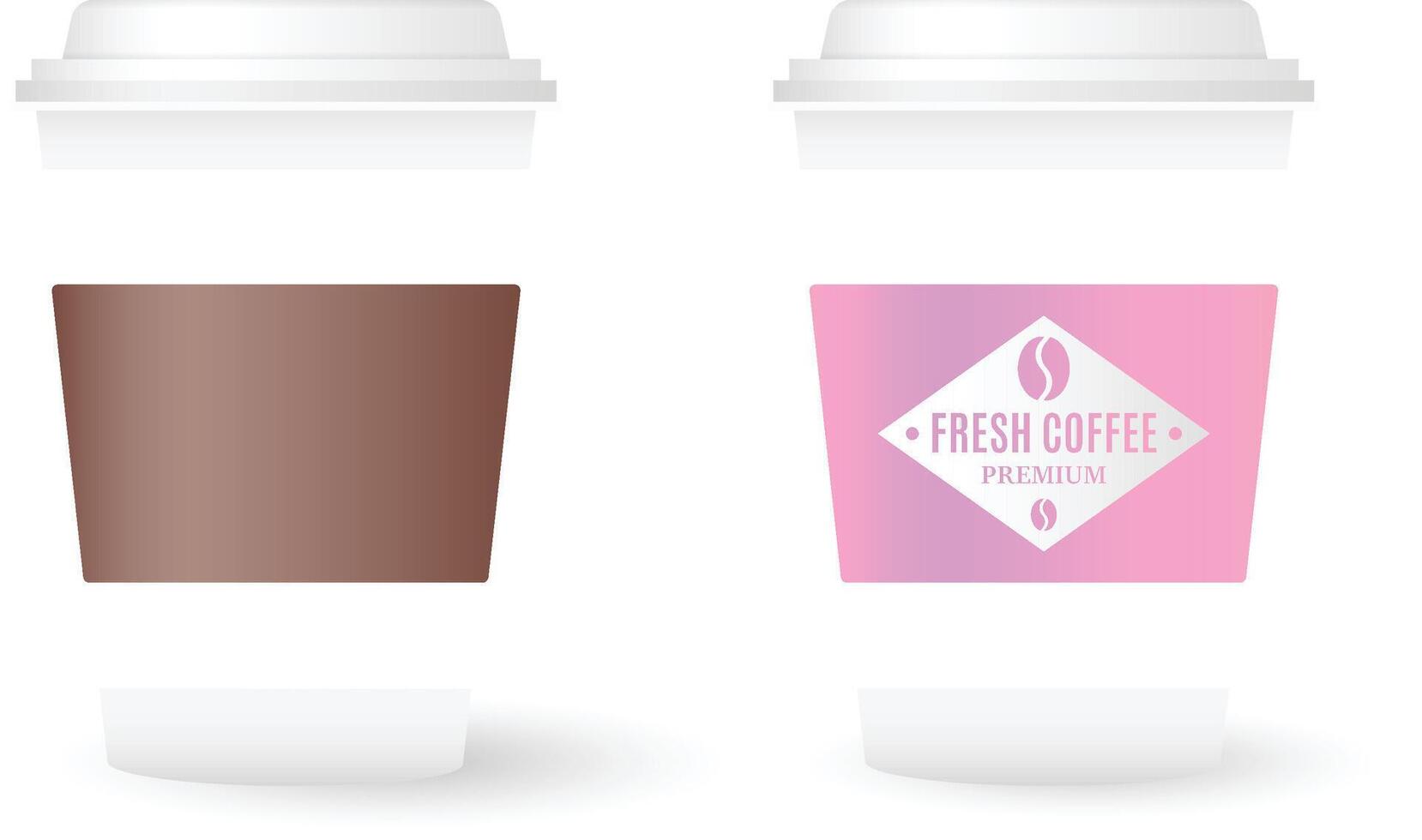 Set of paper Coffee Cups on transparent background Collection 3d Coffee Cup Mockup Vector Template