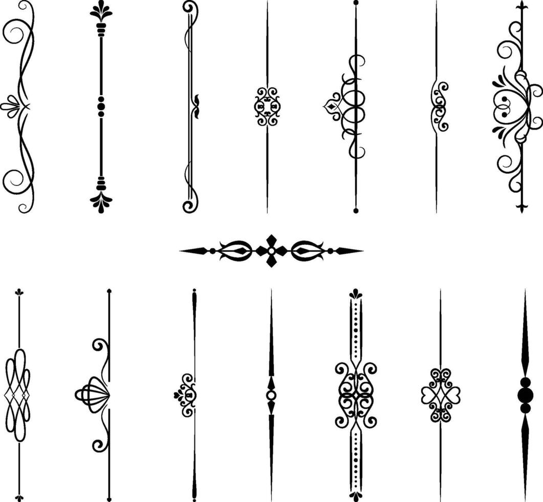 Vector set of calligraphic design elements and page decor