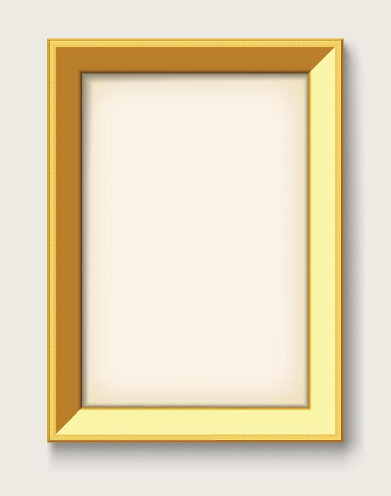 3d illustration of golden metal photo frame, isolated over white background vector