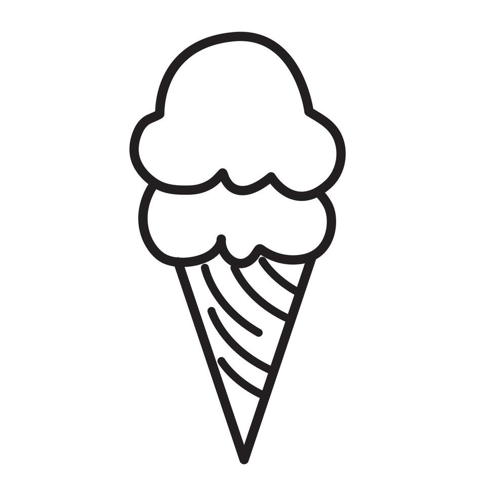 VECTOR ICE CREAM ICON WITH BLACK LINE STYLE. GREAT FOR SYMBOLS AND DESIGN ELEMENTS