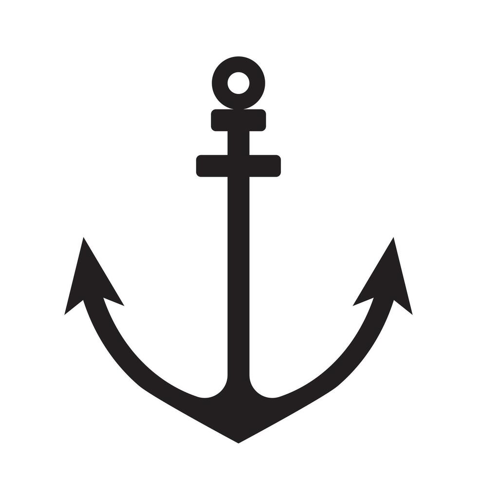 VECTOR ANCHOR ICON WITH BLACK LINE STYLE. GREAT FOR NAUTICAL SYMBOLS, SAILING AND COMPLEMENTARY DESIGNS