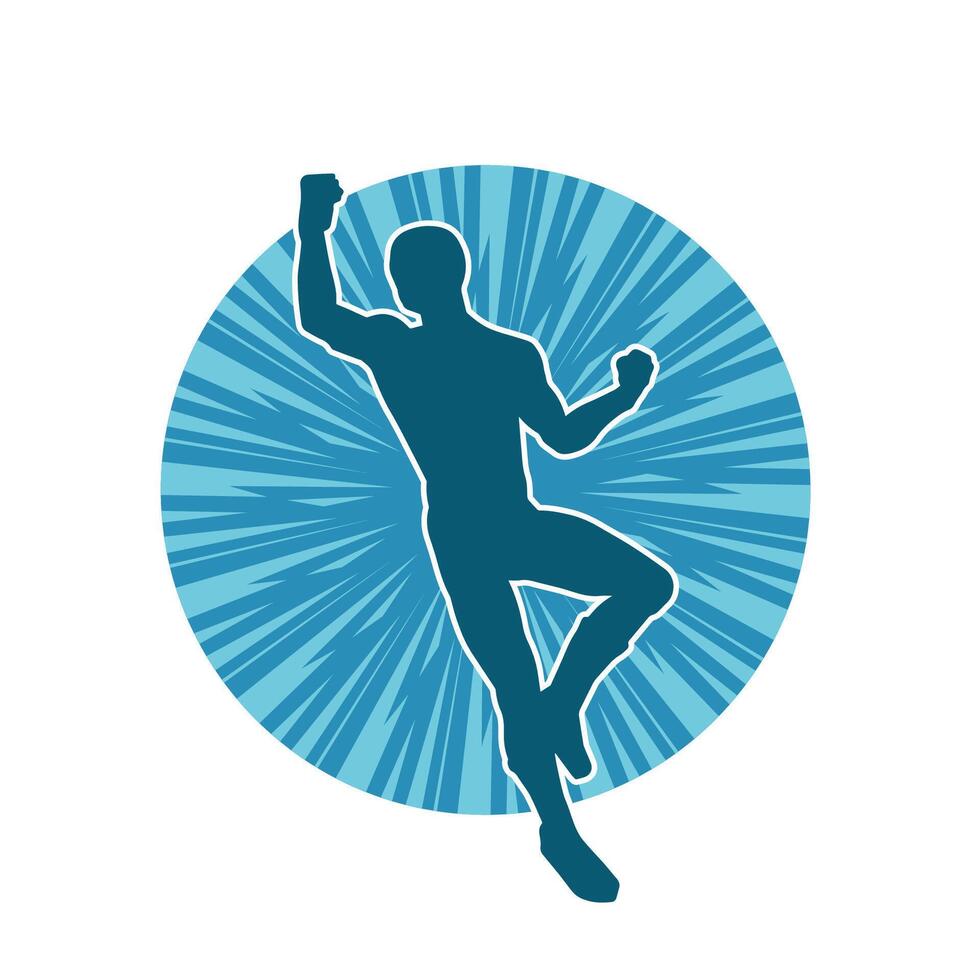 Silhouette of a sporty man in running pose. Silhouette of a male run pose. vector