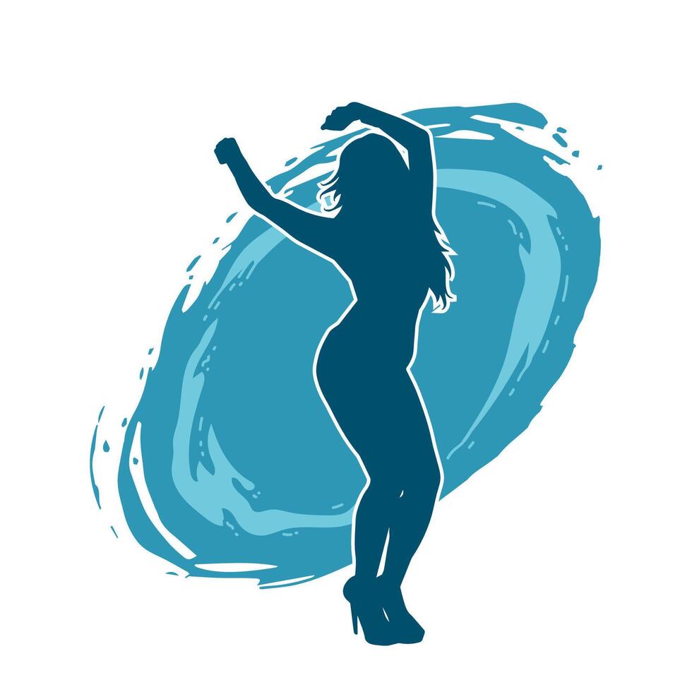 Silhouette of A Female Dancer in Action Pose. Silhouette of A Slim Woman in Dancing Pose. vector