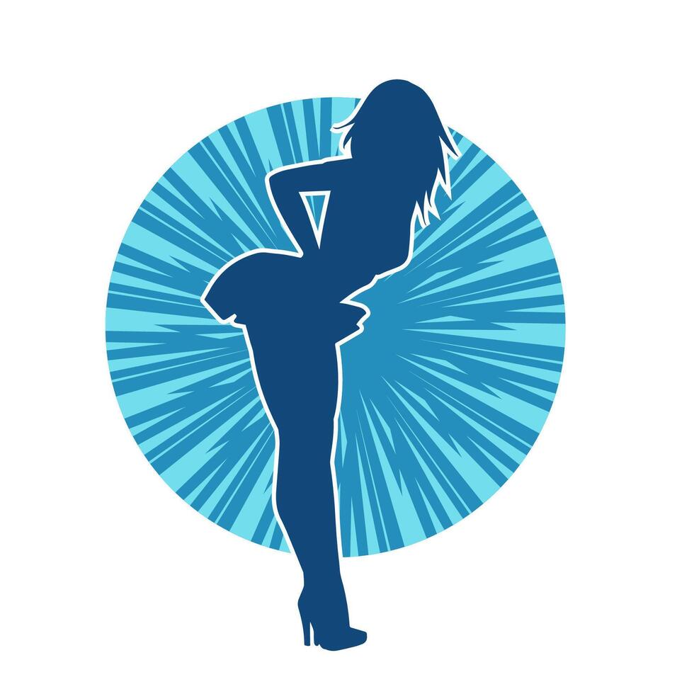 Silhouette of A Female Dancer in Action Pose. Silhouette of A Slim Woman in Dancing Pose. vector