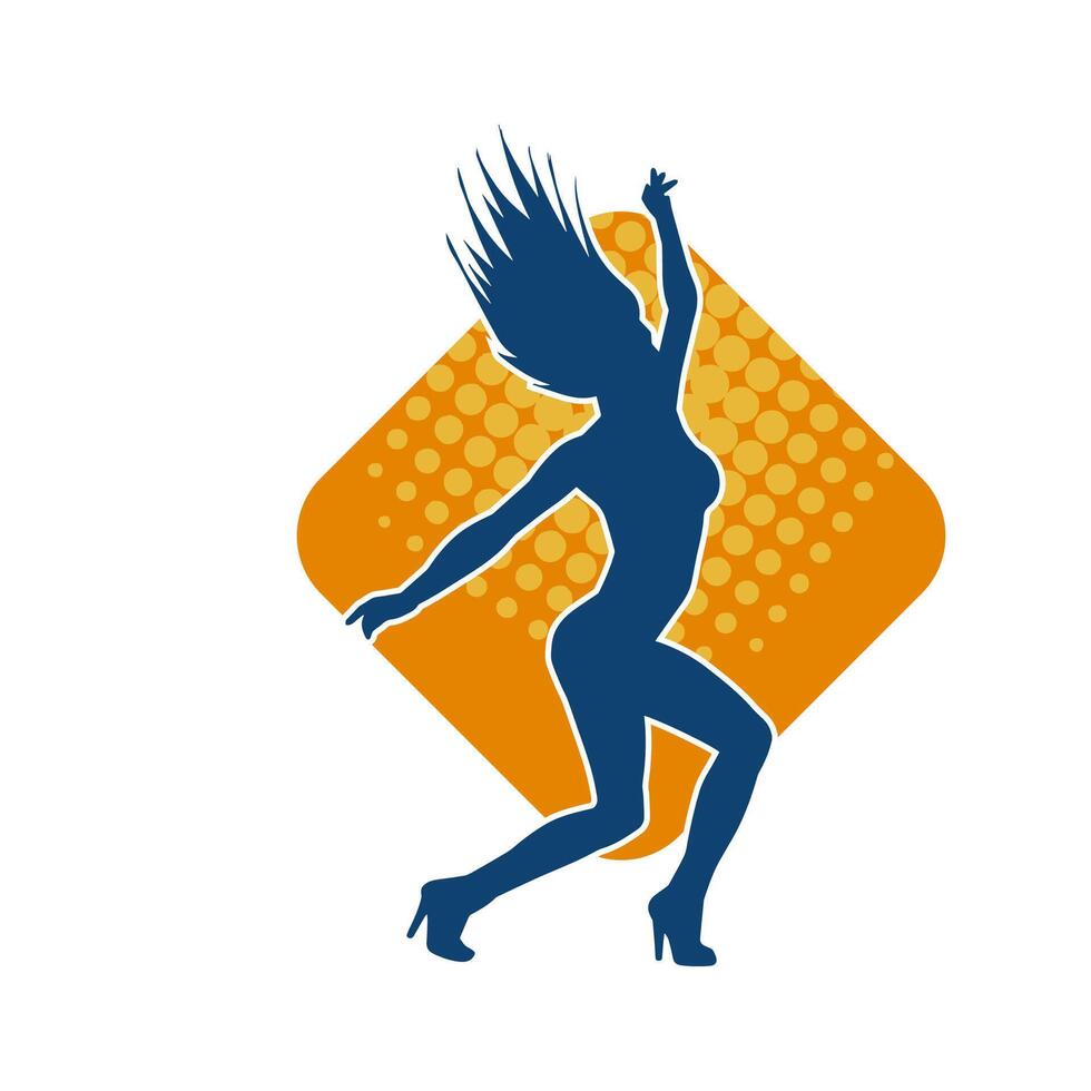 Silhouette of a slim female in dance pose. Silhouette of a woman dancing. vector