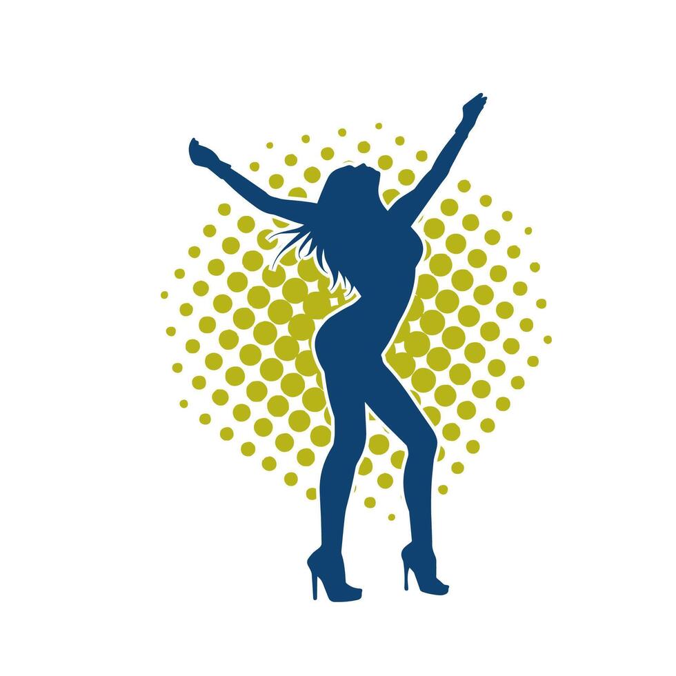 Silhouette of a slim female in dance pose. Silhouette of a woman dancing. vector