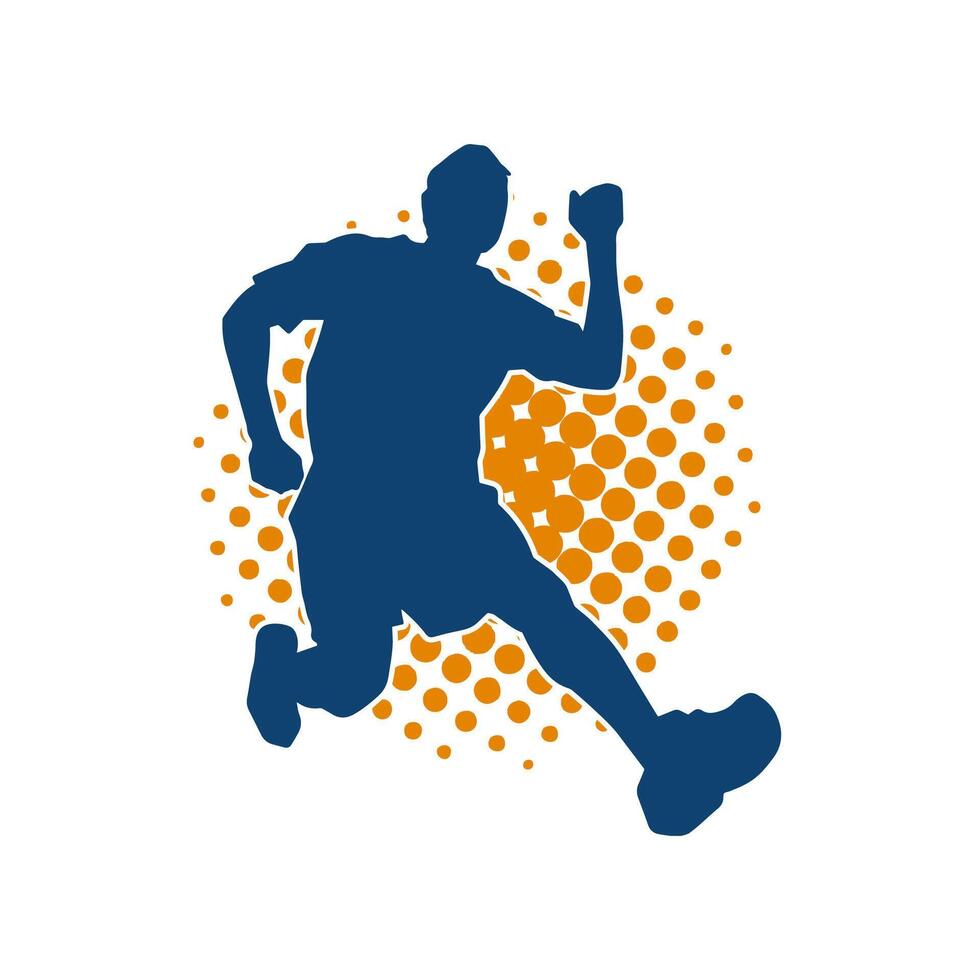 Silhouette of a sporty man in running pose. Silhouette of a male run pose. vector