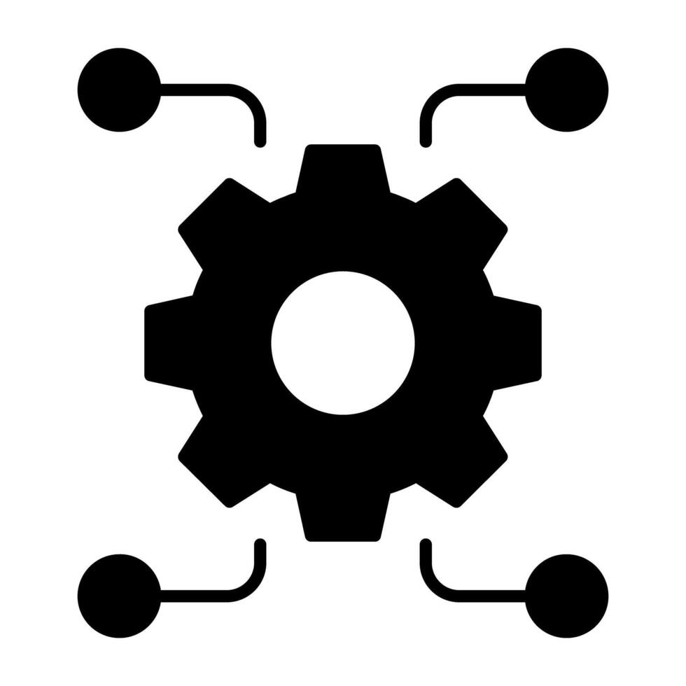 Gear with nodes depicting concept of network management vector