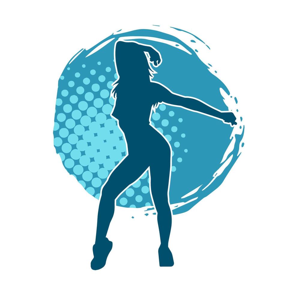 Silhouette of A Female Dancer in Action Pose. Silhouette of A Slim Woman in Dancing Pose. vector