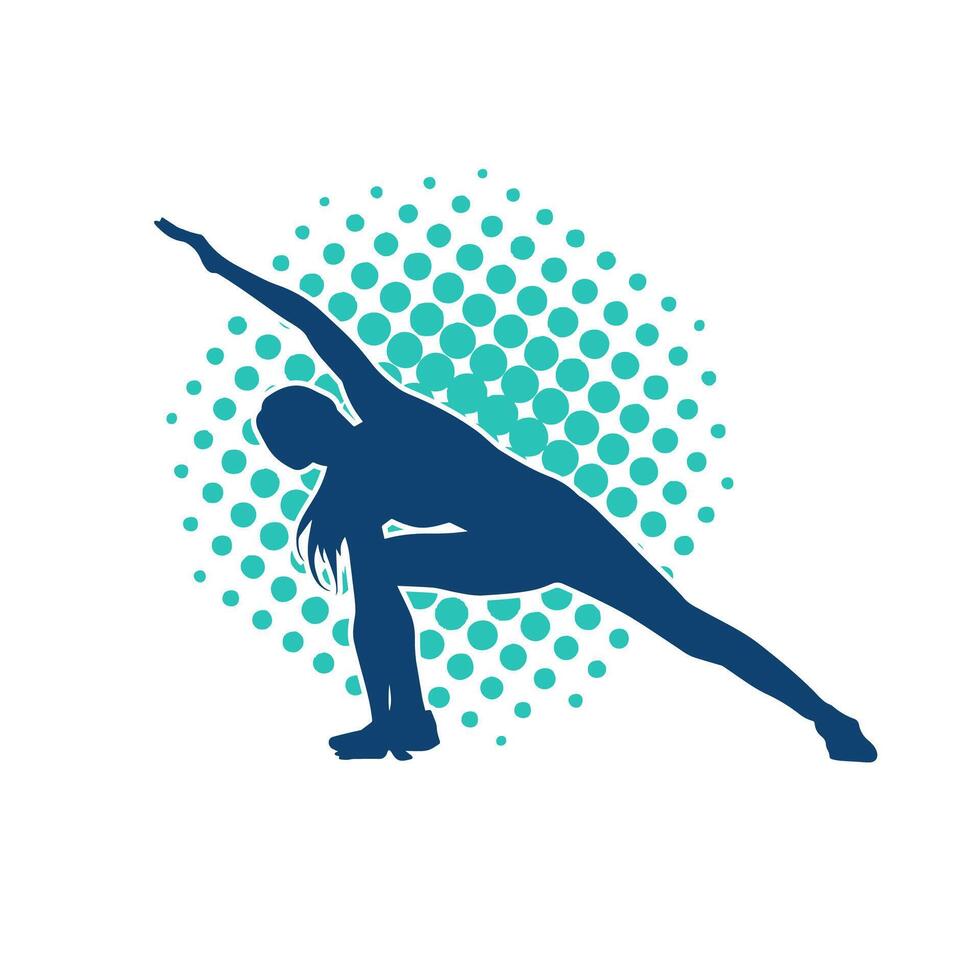 Silhouette of a slim sporty woman doing pilates exercise. Silhouette of a sporty female doing physical exercise. vector